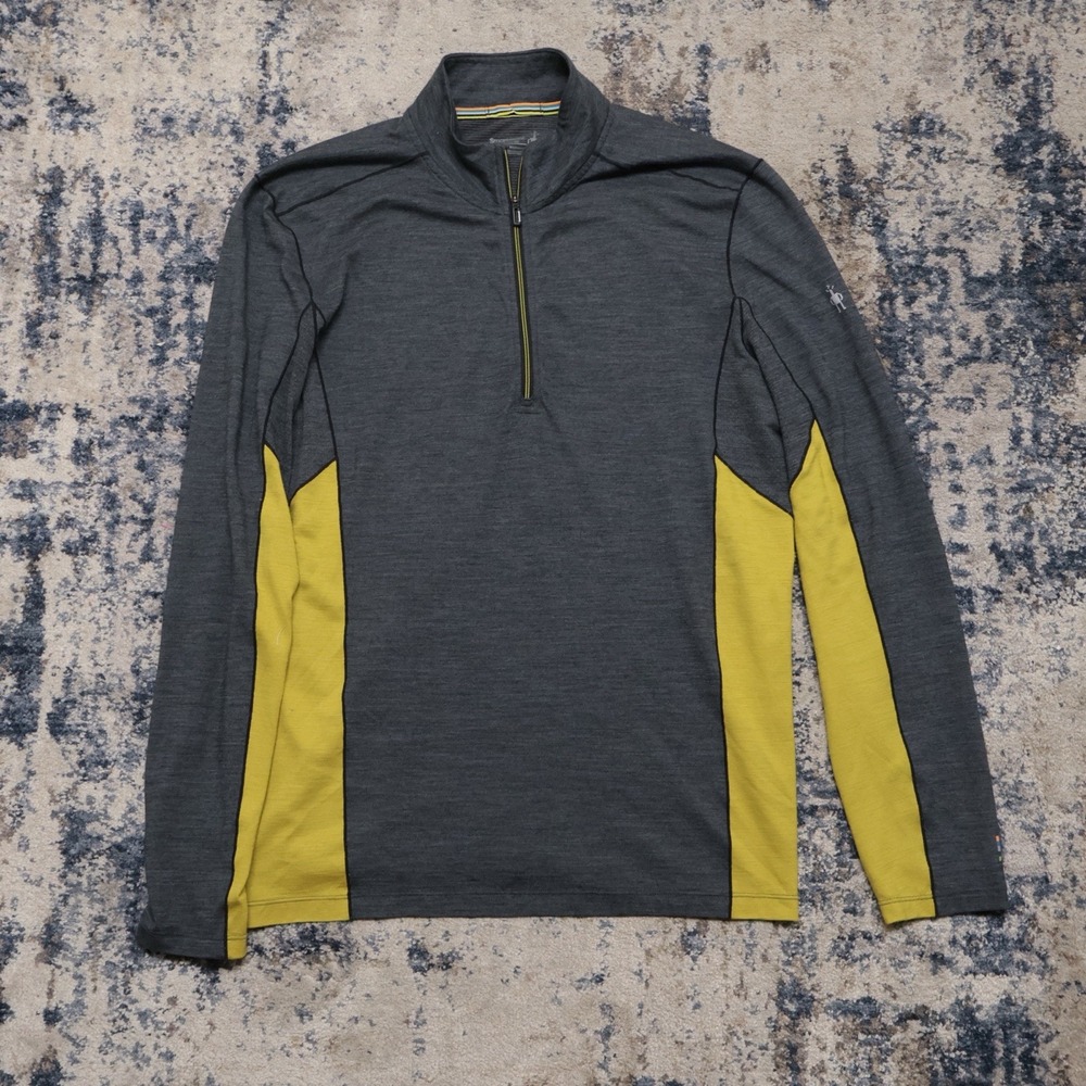 Smartwool Merino Sport 150 Men's Size Large 1/4 Zip Gray Long Sleeve Pullover
